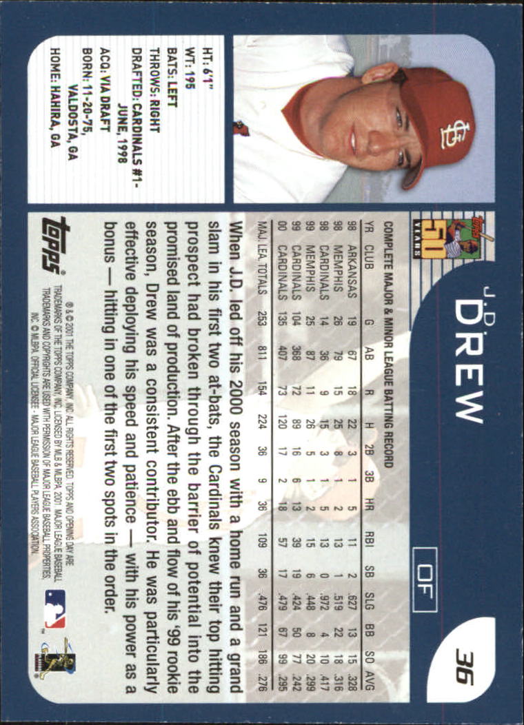 B5415- 2001 Topps Opening Day BB #s 1-165 +Inserts -You Pick- 15+ FREE US SHIP - Picture 51 of 248
