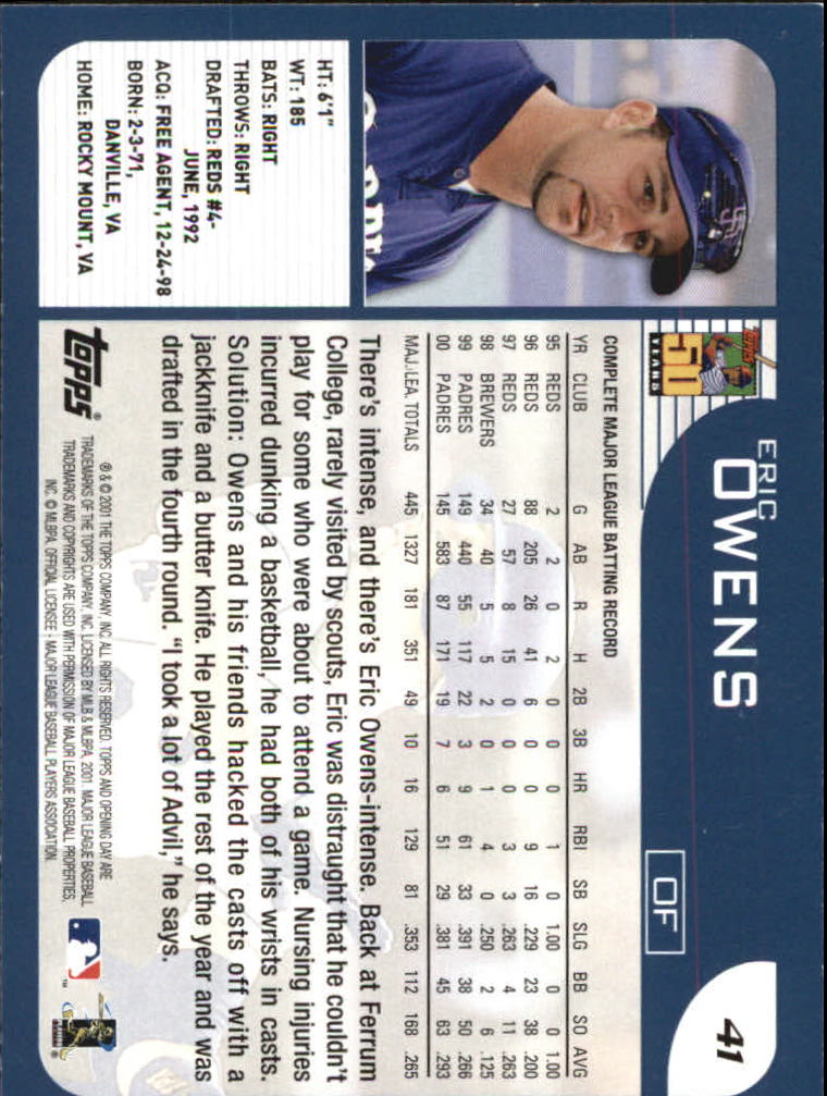 B5415- 2001 Topps Opening Day BB #s 1-165 +Inserts -You Pick- 15+ FREE US SHIP - Picture 59 of 248