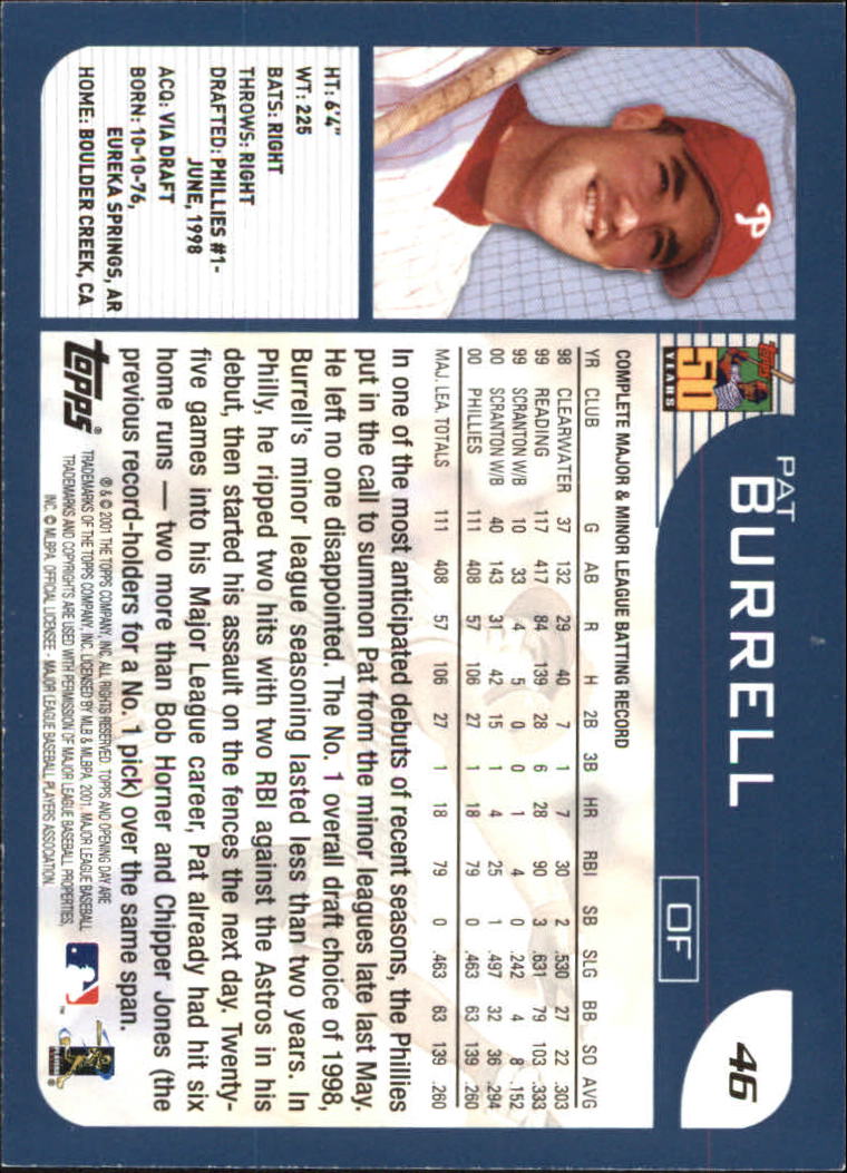 B5415- 2001 Topps Opening Day BB #s 1-165 +Inserts -You Pick- 15+ FREE US SHIP - Picture 67 of 248