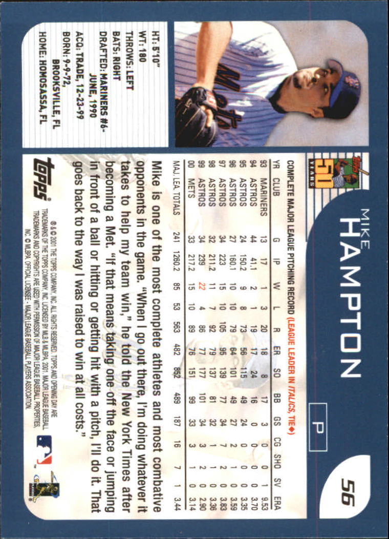 B5415- 2001 Topps Opening Day BB #s 1-165 +Inserts -You Pick- 15+ FREE US SHIP - Picture 81 of 248