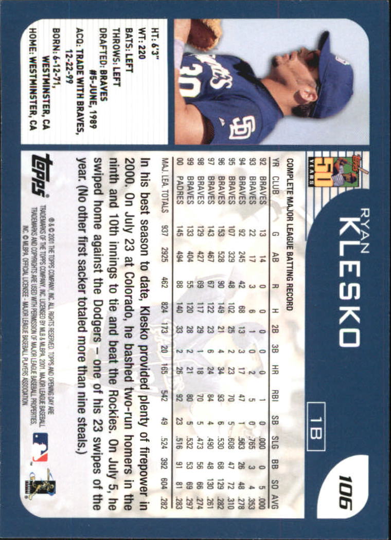 B5415- 2001 Topps Opening Day BB #s 1-165 +Inserts -You Pick- 15+ FREE US SHIP - Picture 161 of 248
