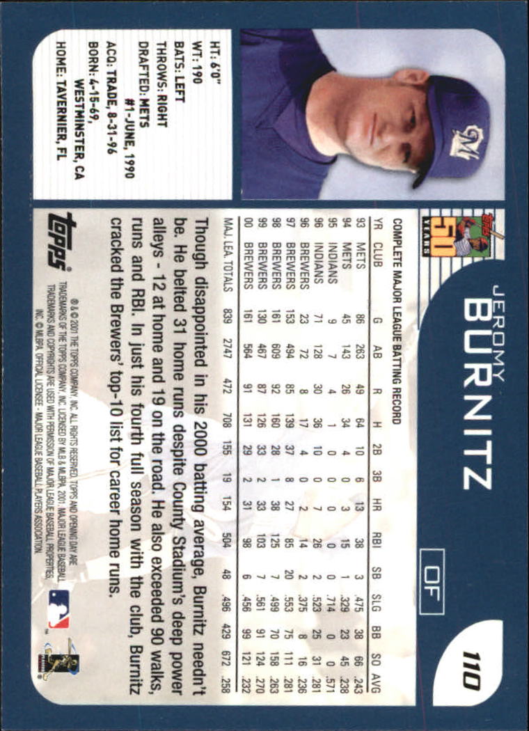 B5415- 2001 Topps Opening Day BB #s 1-165 +Inserts -You Pick- 15+ FREE US SHIP - Picture 168 of 248