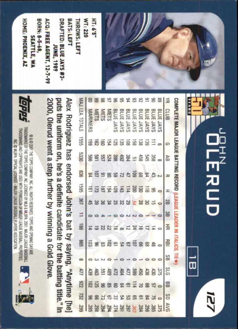 B5415- 2001 Topps Opening Day BB #s 1-165 +Inserts -You Pick- 15+ FREE US SHIP - Picture 194 of 248