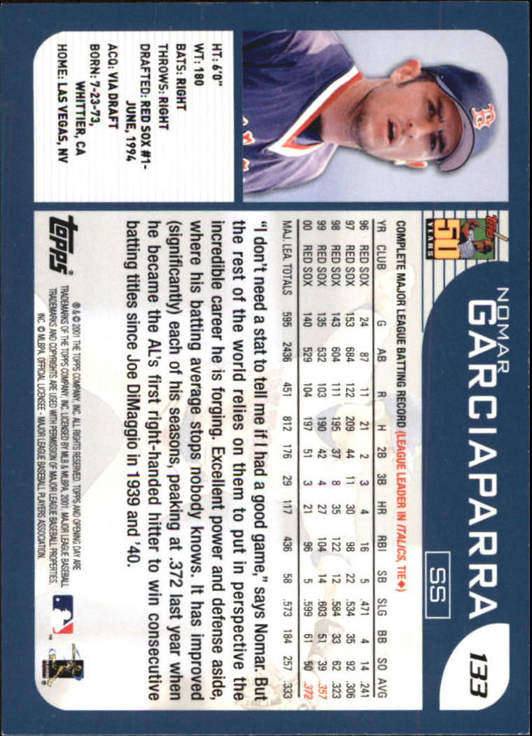 2001 Topps Opening Day #133 Nomar Garciaparra back image