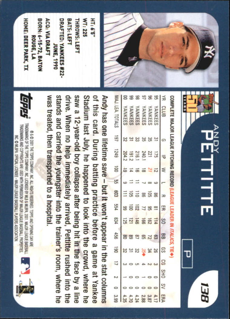 B5415- 2001 Topps Opening Day BB #s 1-165 +Inserts -You Pick- 15+ FREE US SHIP - Picture 210 of 248