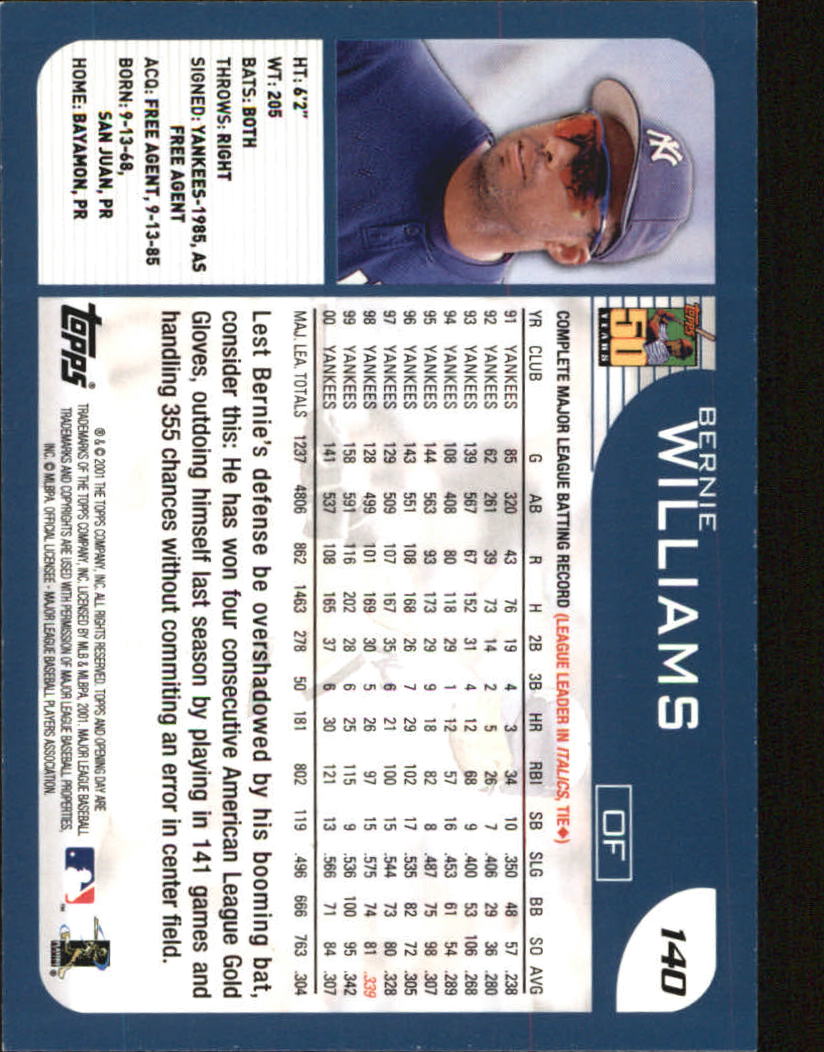 B5415- 2001 Topps Opening Day BB #s 1-165 +Inserts -You Pick- 15+ FREE US SHIP - Picture 212 of 248