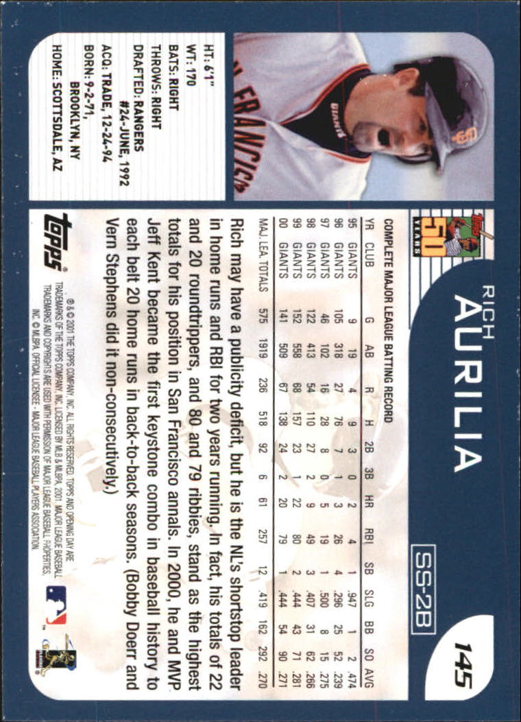 B5415- 2001 Topps Opening Day BB #s 1-165 +Inserts -You Pick- 15+ FREE US SHIP - Picture 222 of 248