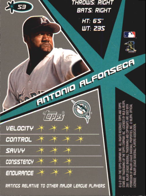 2001 Topps Stars #53 Antonio Alfonseca back image