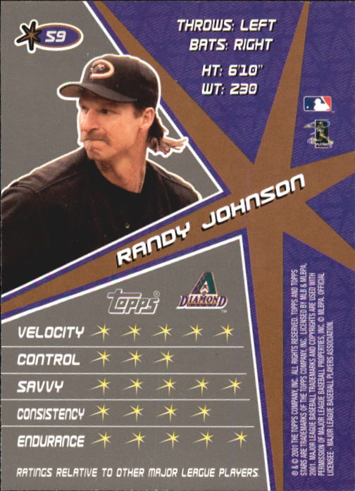 2001 Topps Stars #59 Randy Johnson back image