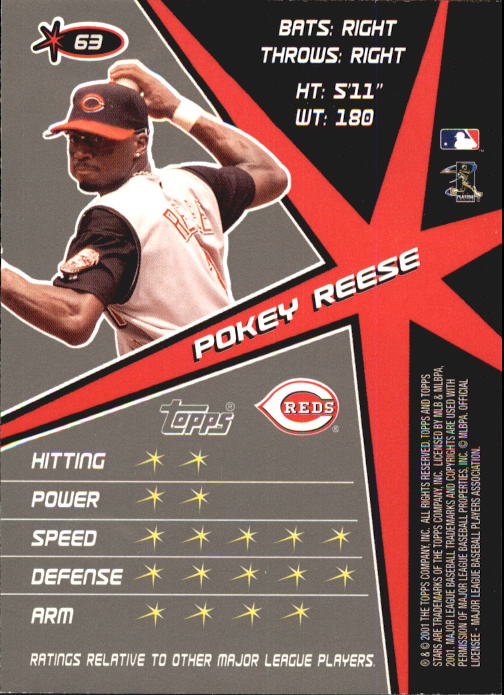 2001 Topps Stars #63 Pokey Reese back image