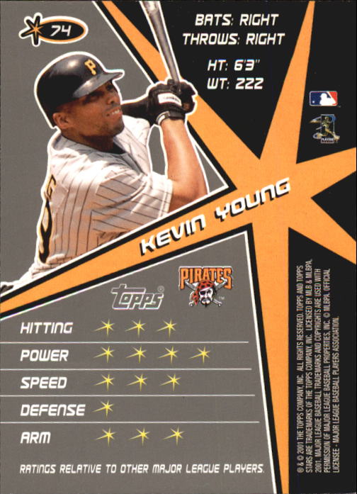 2001 Topps Stars #74 Kevin Young back image