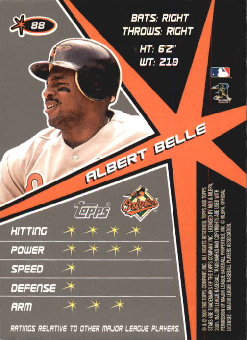 2001 Topps Stars #88 Albert Belle back image