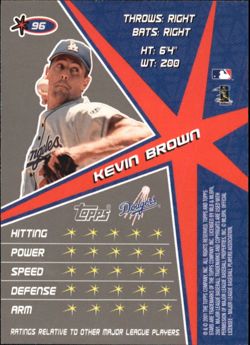 2001 Topps Stars #96 Kevin Brown back image