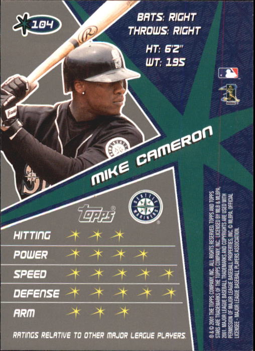 2001 Topps Stars #104 Mike Cameron back image