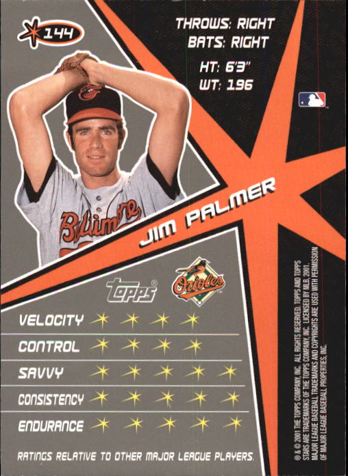 2001 Topps Stars #144 Jim Palmer back image