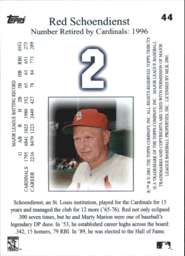 2001 Topps Tribute #44 Red Schoendienst back image