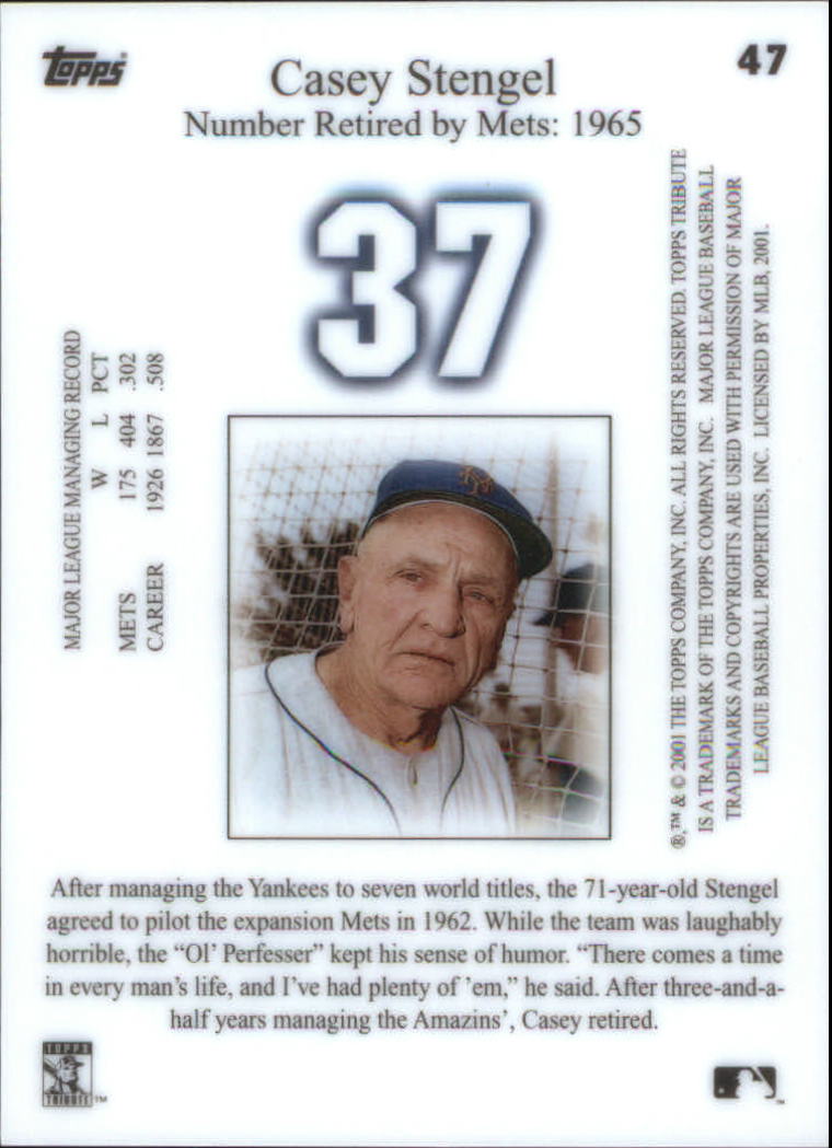 2001 Topps Tribute #47 Casey Stengel Mets back image