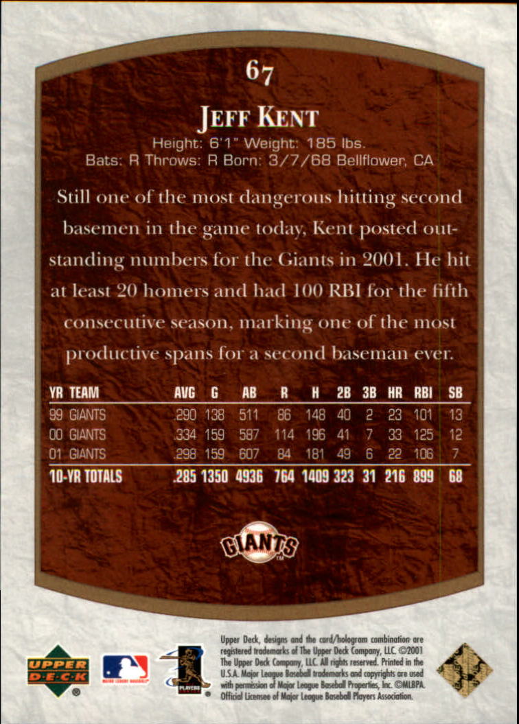 2001 Ultimate Collection #67 Jeff Kent back image