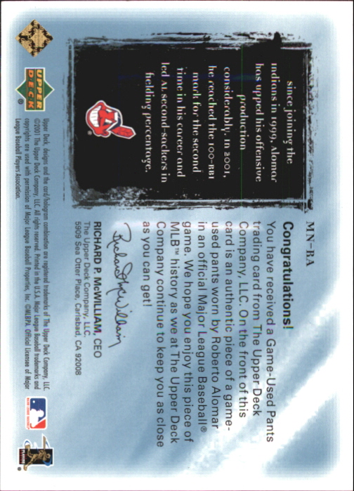 2001 Ultimate Collection Magic Number Game Jersey Card # ...