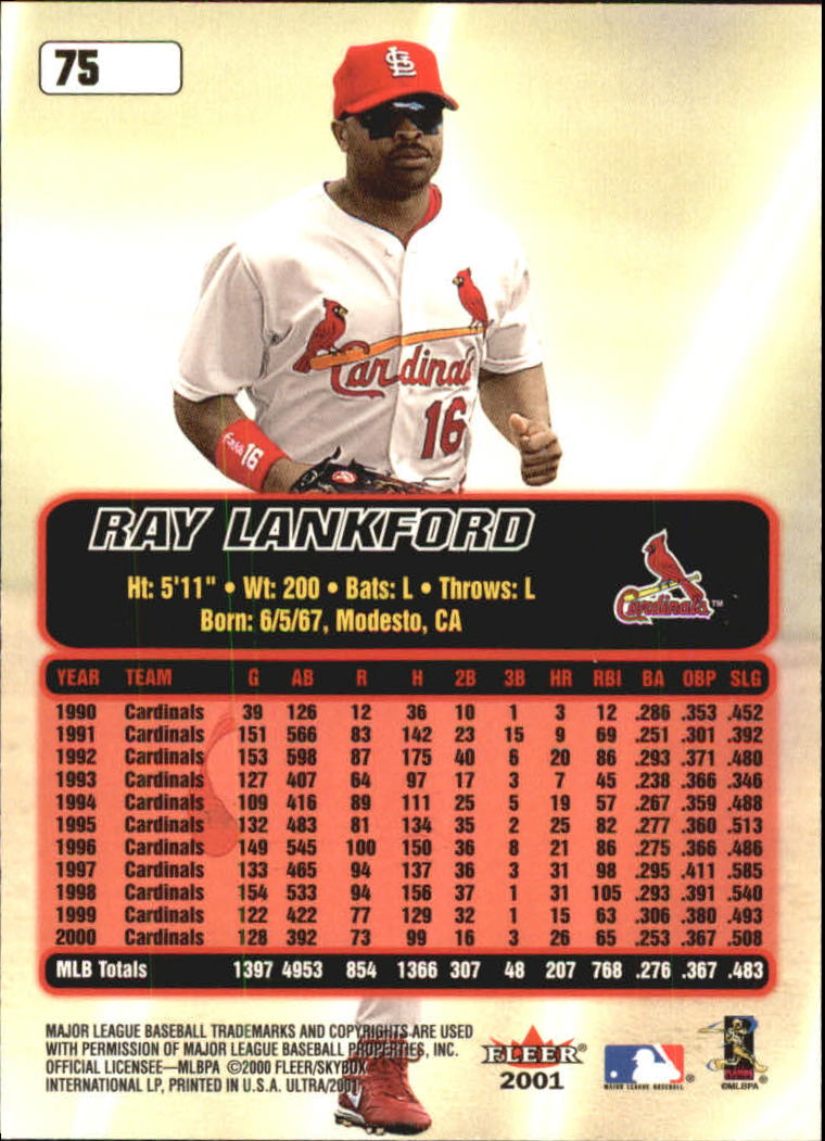 2001 Ultra #75 Ray Lankford back image