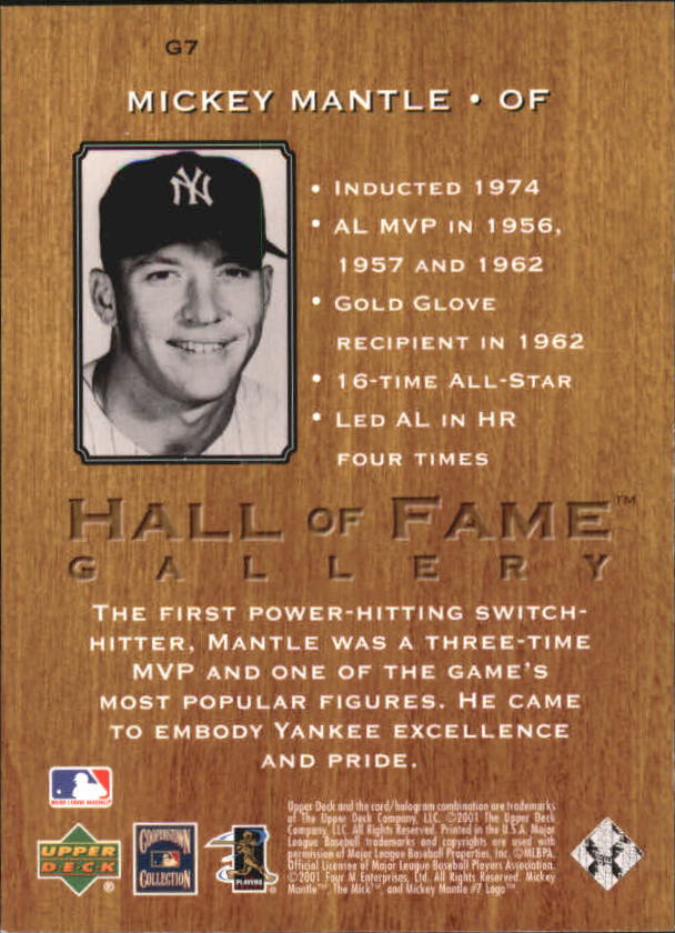 2001 Upper Deck Hall of Famers Gallery #G7 Mickey Mantle back image