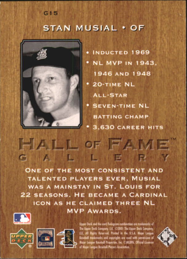 2001 Upper Deck Hall of Famers Gallery #G15 Stan Musial back image