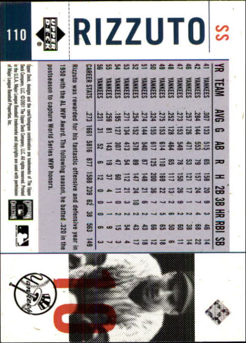 2001 Upper Deck Legends of NY #110 Phil Rizzuto back image