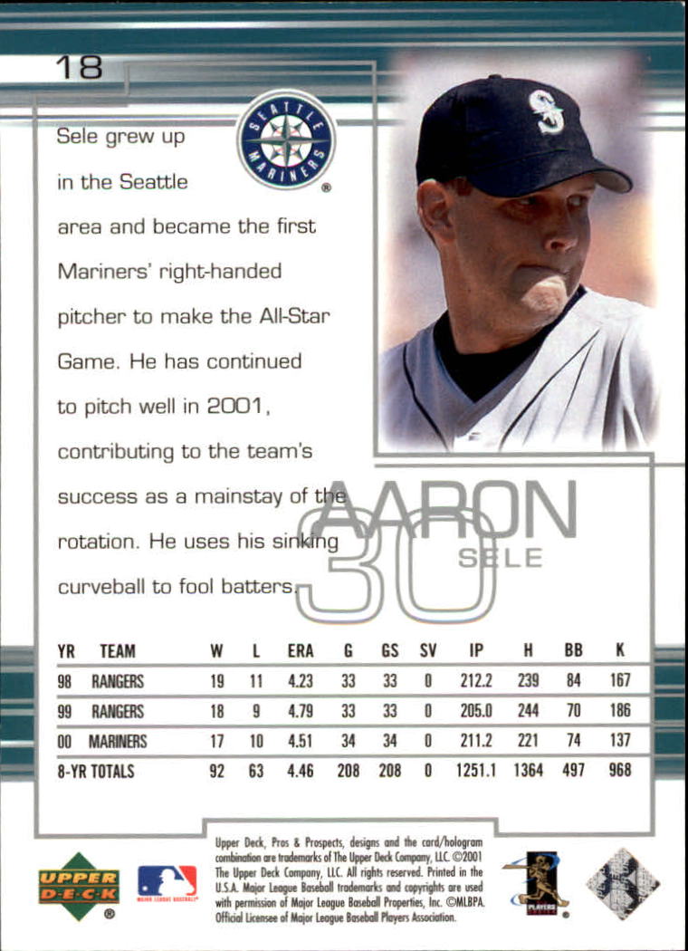 2001 Upper Deck Pros and Prospects #18 Aaron Sele back image
