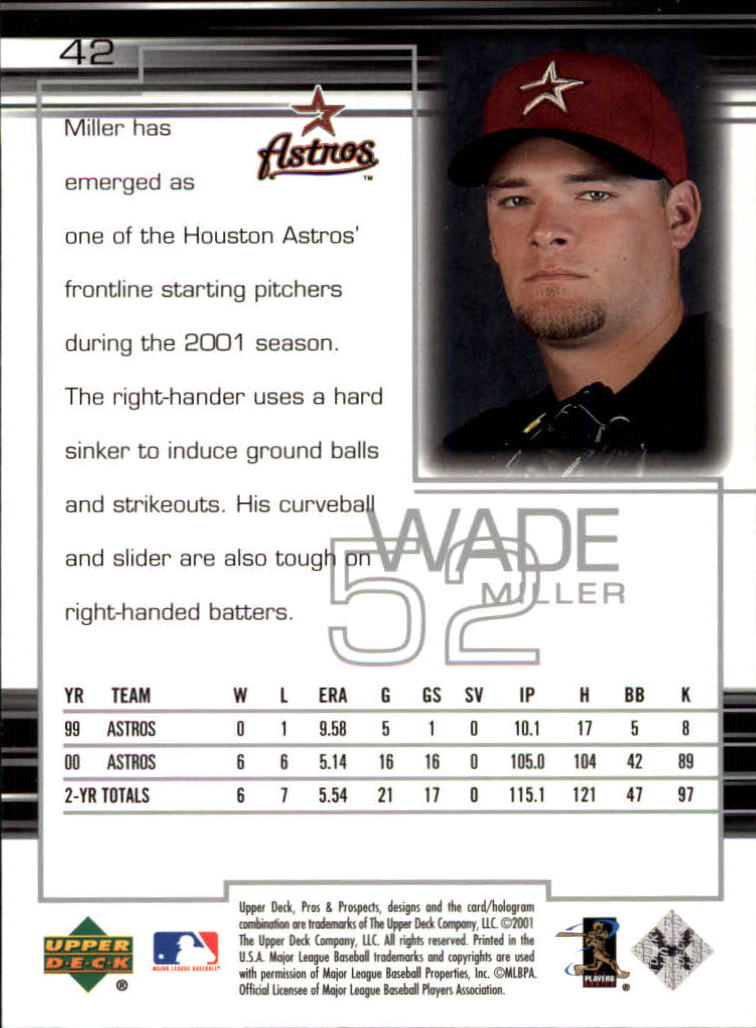 2001 Upper Deck Pros and Prospects #42 Wade Miller back image