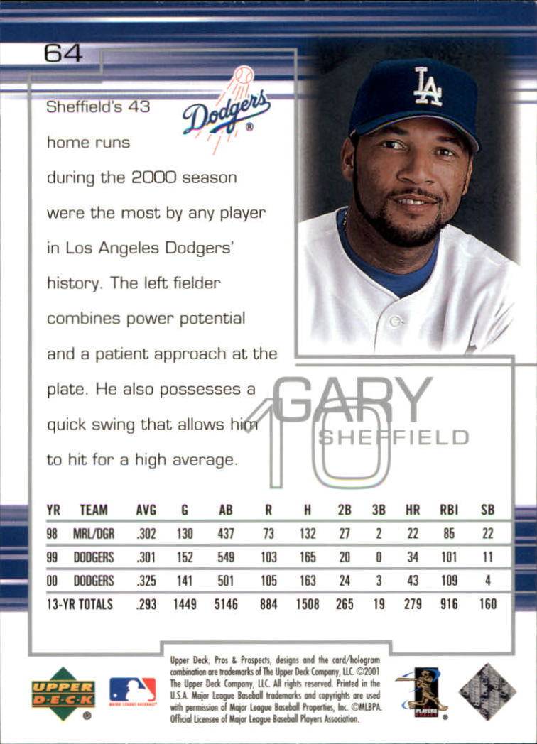 2001 Upper Deck Pros and Prospects #64 Gary Sheffield back image