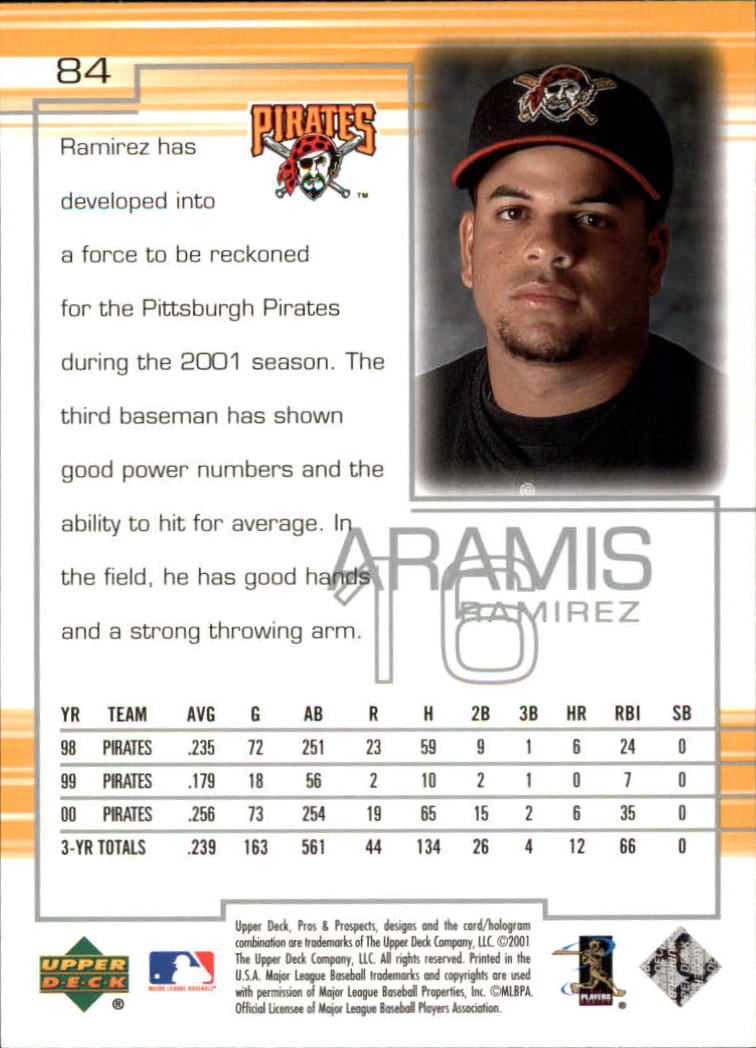 2001 Upper Deck Pros and Prospects #84 Aramis Ramirez back image