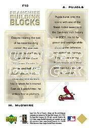 2001 Upper Deck Pros and Prospects Franchise Building Blocks #F18 M.McGwire/A.Pujols back image