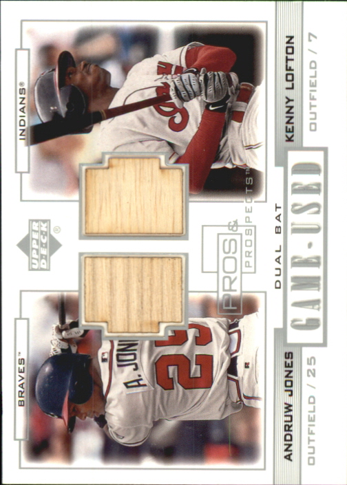 2001 Upper Deck Pros and Prospects Game-Used Dual Bat #PPJL Andruw Jones/Kenny Lofton