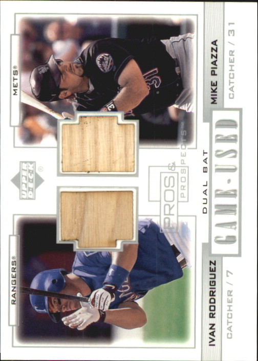 2001 Upper Deck Pros and Prospects Game-Used Dual Bat #PPRP Ivan Rodriguez/Mike Piazza