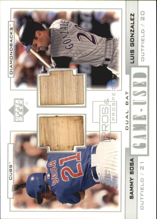 2001 Upper Deck Pros and Prospects Game-Used Dual Bat #PPSG Sammy Sosa/Luis Gonzalez