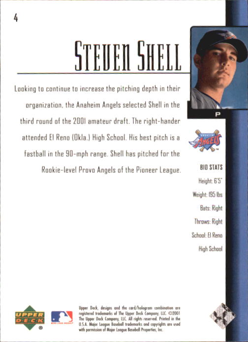 2001 Upper Deck Prospect Premieres #4 Steven Shell XRC back image
