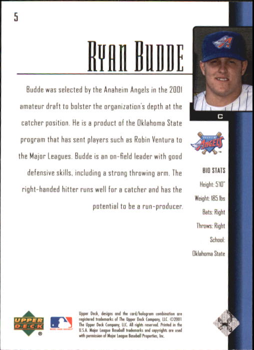 2001 Upper Deck Prospect Premieres #5 Ryan Budde XRC back image