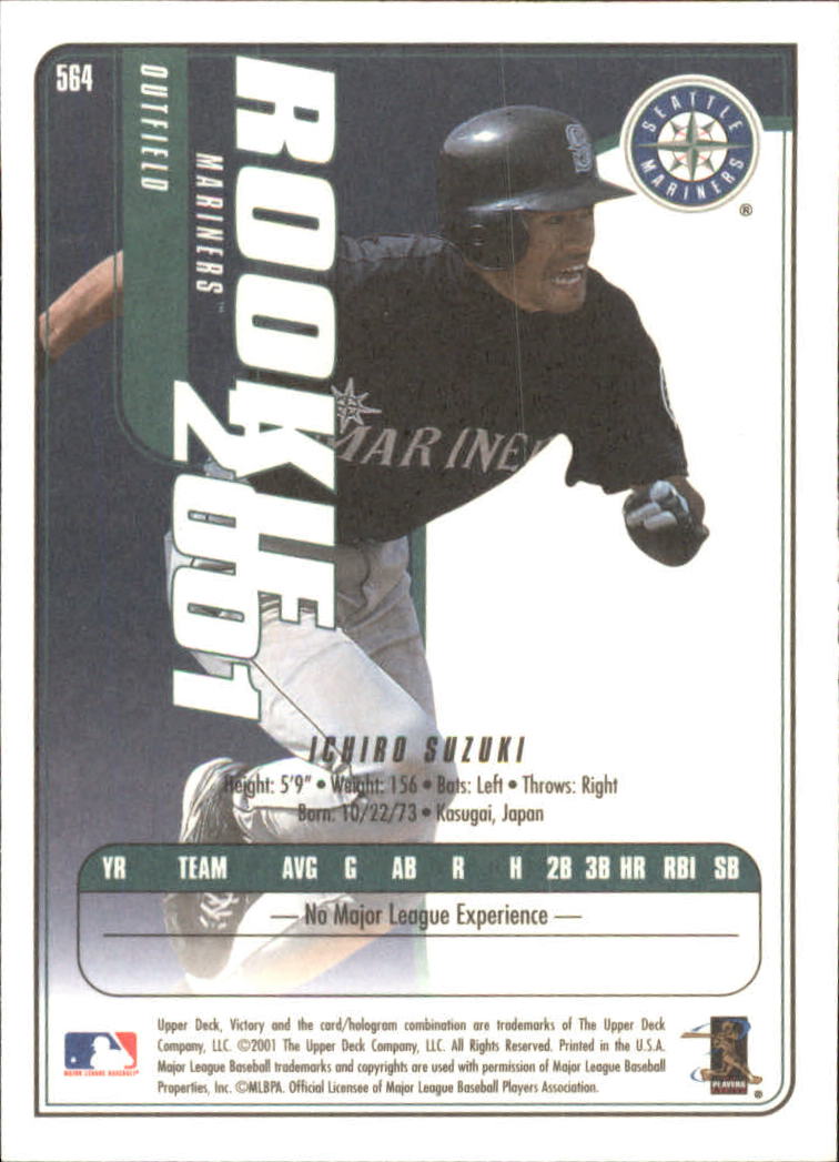 2001 Upper Deck Victory #564 Ichiro Suzuki RC back image