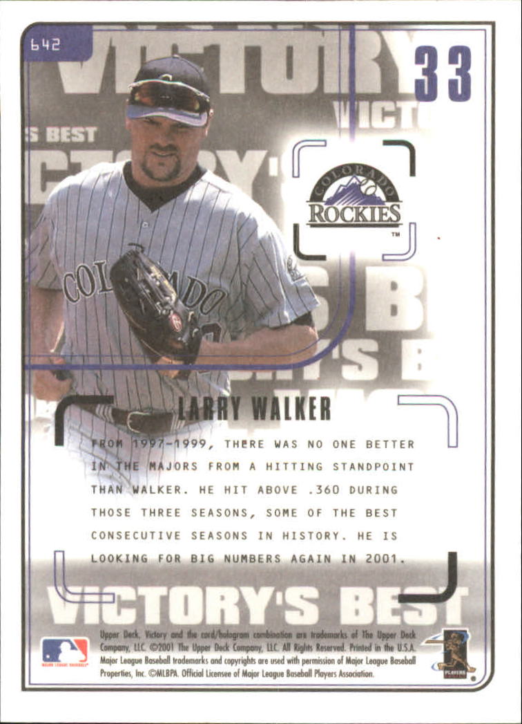 2001 Upper Deck Victory #642 Larry Walker VB back image