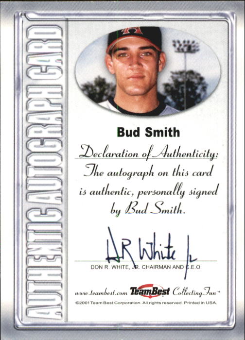 2001 Team Best Autographs Silver Foil #9 Bud Smith