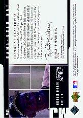 2001 Upper Deck Prospect Premieres MJ Grandslam Game Bat #MJ1 Michael Jordan back image
