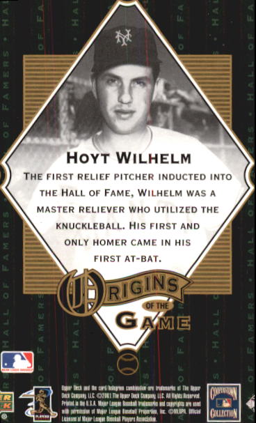 2001 Upper Deck Hall of Famers #53 Hoyt Wilhelm OG back image
