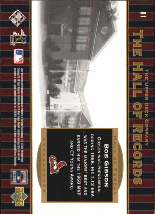 2001 Upper Deck Hall of Famers #81 Bob Gibson HR back image