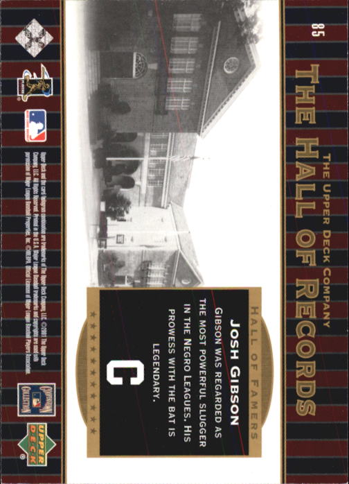 2001 Upper Deck Hall of Famers #85 Josh Gibson HR back image