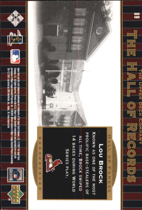 2001 Upper Deck Hall of Famers #89 Lou Brock HR back image