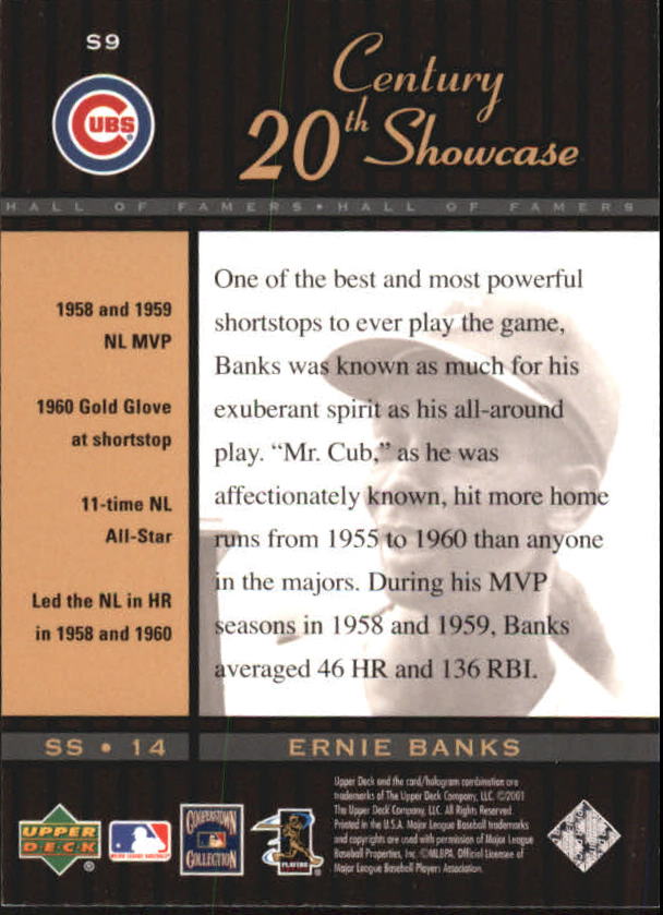 2001 Upper Deck Hall of Famers 20th Century Showcase #S9 Ernie Banks back image