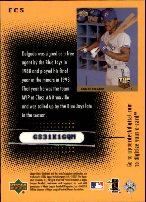 2001 Upper Deck Evolution e-Card Classics #EC5 Carlos Delgado 93 back image