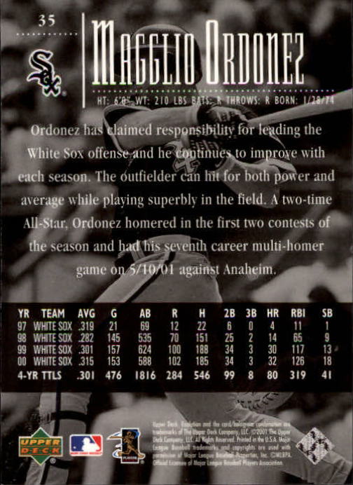 2001 Upper Deck Evolution #35 Magglio Ordonez back image