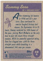 2001 Topps Heritage Classic Renditions #CR4 Sammy Sosa back image