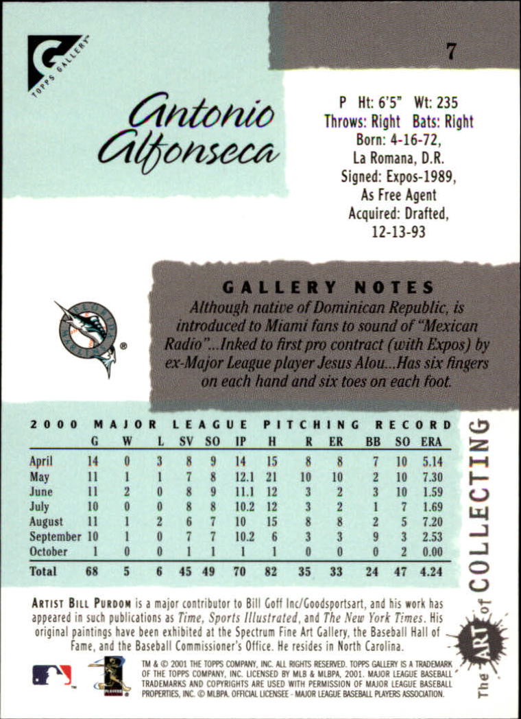 2001 Topps Gallery #7 Antonio Alfonseca back image